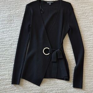 Ladies INC black side bow tied sweater